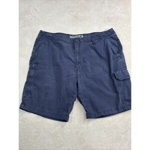 Nautica Men's Blue Washed Cargo Shorts  Size 40  100% Cotton
